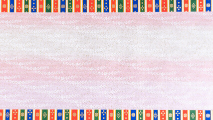 ひなまつりイメージの千代紙の和風フレーム_16：9