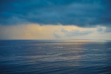 Beautiful sunset in the Indian Ocean in Bali