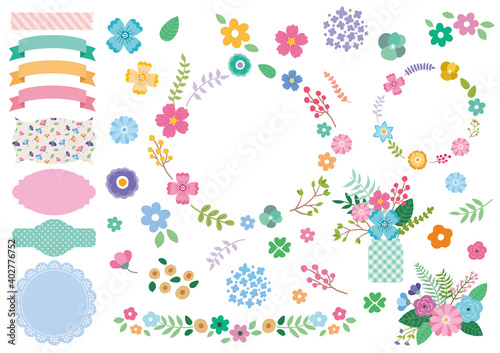 花イラスト フレーム Poster Advertisement Advertisement Posters きなこもち