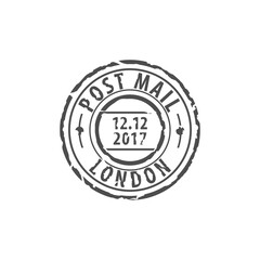 Fototapeta na wymiar Ink postmark vector isolated icon. London round post stamp, mark of United Kingdom