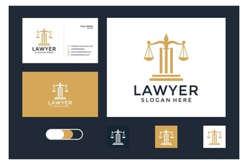 Fototapeta na wymiar Legal symbol of justice. law offices, law firm, attorney services, luxury logo design template and business card