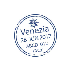 Fototapeta na wymiar Venice port travel visa isolated grunge stamp. Vector Italy destination traveling, international arrival or departure sign