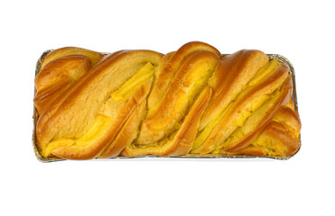 Vanilla creme brioche isolated on white background