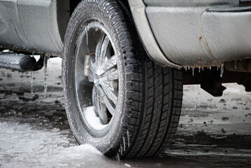 icicles on car tire