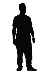 Standing man silhouette vector on white
