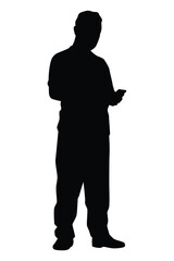 Standing man silhouette vector on white