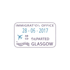Glasgow immigration office departed visa stamp isolated. Vector Poland destination seal with date