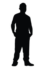 Standing man silhouette vector on white
