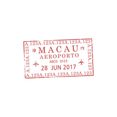 Macau Administrative Region of China airport visa stamp isolated. Vector departure or arrival mark in passport