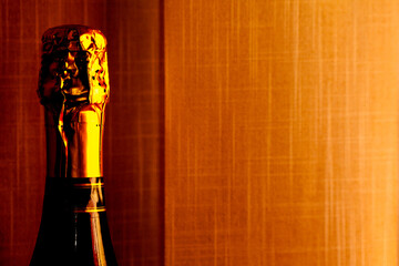 Champagne in a bottle . Wine bottle in gradient light  