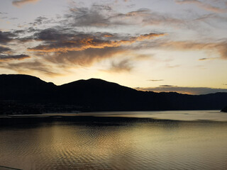 sunset over the lake