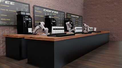Coffee machine concept Automatic. In a coffee shop.