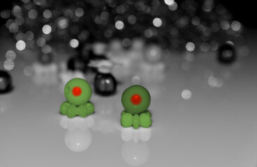 green and red coloured plastic balls 