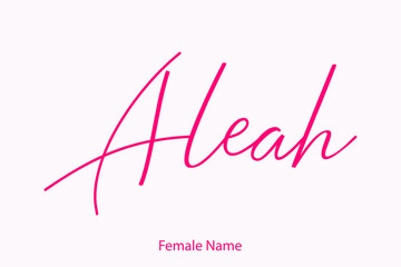 Aleah Female Name in Beautiful Cursive Typography Pink Color Text 