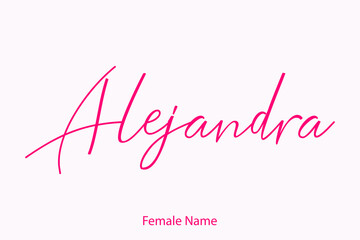 Alejandra Female Name in Beautiful Cursive Typography Pink Color Text 