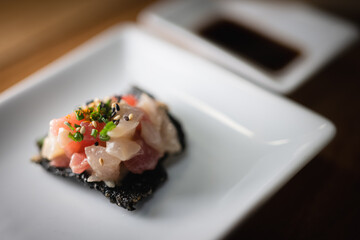 Crispy Nori with sashimi