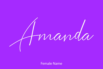 Amanda-Female Name in Beautiful Cursive Typography On Purple Background