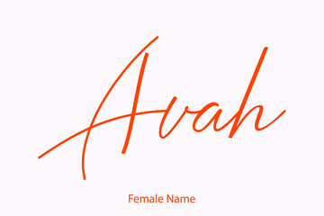 Avah Female name - Beautiful Handwritten Lettering  Modern Calligraphy Red Color Text