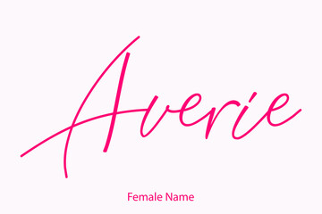 Averie Female name - in Stylish Lettering Cursive Typography Text Light Pink Background