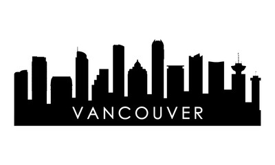 Vancouver Canada skyline silhouette. Black Vancouver city design isolated on white background.