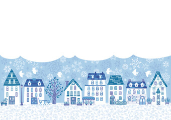 Fototapeta na wymiar 冬の雪の家の街並み