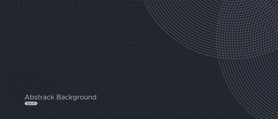 Abstract black background with white circle rings. Digital future technology concept