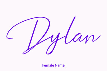 Dylan Female Name - Beautiful Handwritten Lettering  Modern Calligraphy Text Purple Color Text 