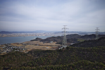 Obraz premium 日本の岡山の貝殻山の風景