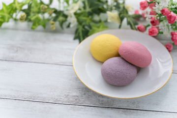 カラフルなマカロンのアップ