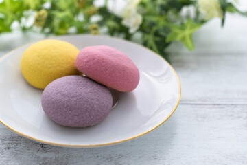 カラフルなマカロンのアップ