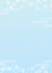 爽やかな色合いの桜背景イラスト　縦向き