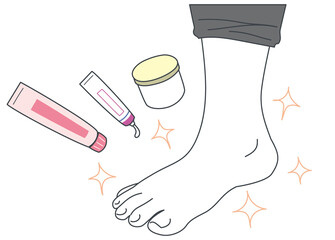 塗り薬の治療で綺麗になった足のイラスト