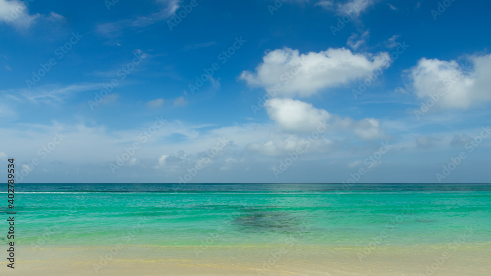 Wall mural beach with blue sky