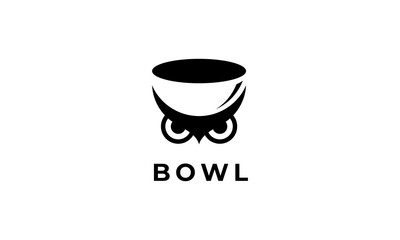 bowl with owl animal bird logo design template