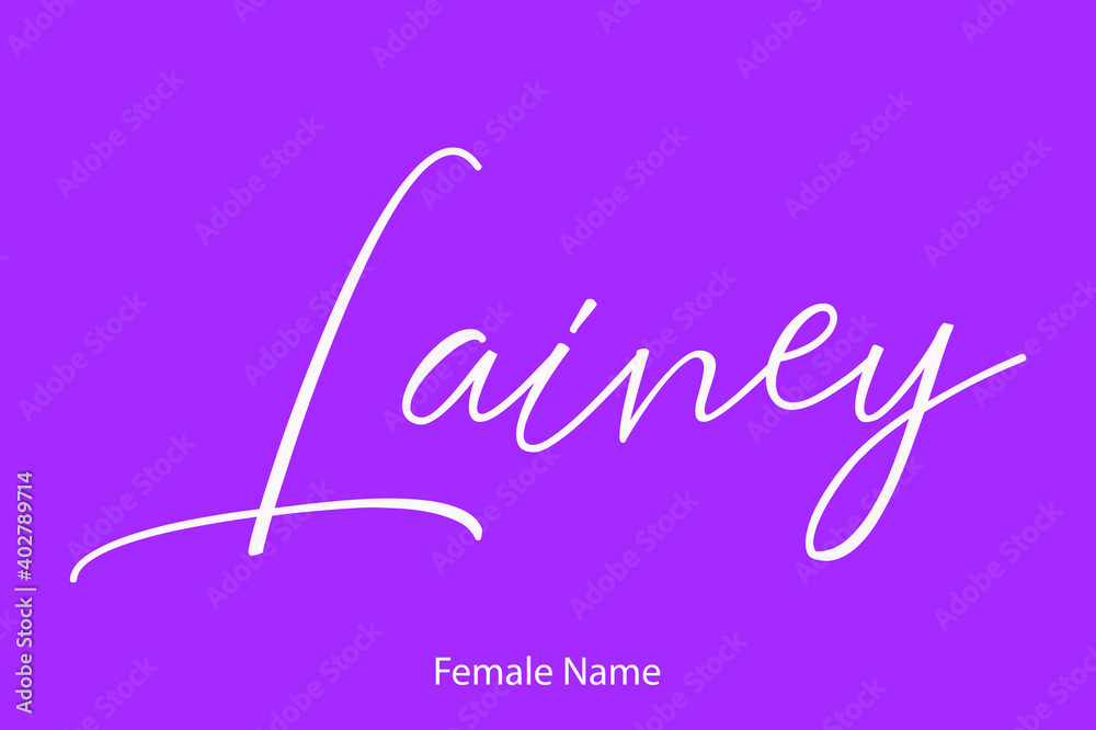 Fototapete lainey woman's name. typescript handwritten lettering calligraphy text on purple background