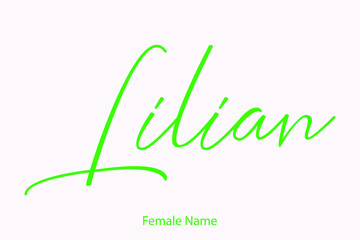 Lilian Female name - Beautiful Handwritten Lettering  Modern Calligraphy Green Color Text