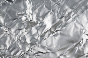 crumpled silver aluminum foil. background or texture