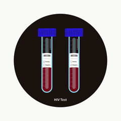 HIV blood testing in tubes with positive an negative labels vector illustration. Healthcare and medical concept