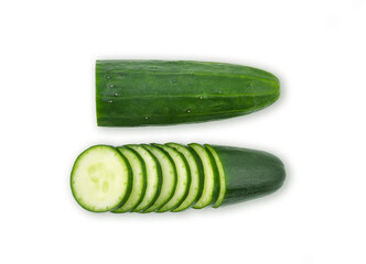 Top view of Cucumber isolated on white background
