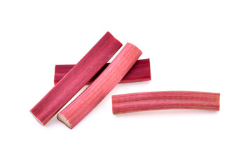 rhubarb stalks isolated on a white background