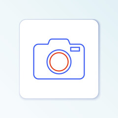 Line Photo camera icon isolated on white background. Foto camera icon. Colorful outline concept. Vector.