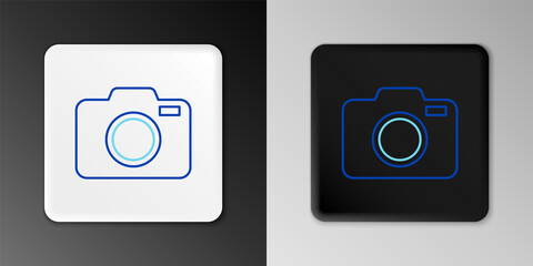 Line Photo camera icon isolated on grey background. Foto camera icon. Colorful outline concept. Vector.