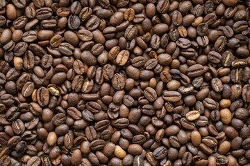 Roasted coffee beans background and texture
