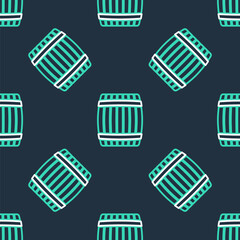 Fototapeta premium Line Wooden barrel icon isolated seamless pattern on black background. Vector.