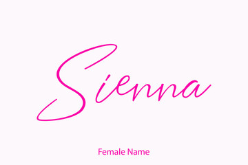 Sienna Female name - in Stylish Lettering Cursive Calligraphy Pink Color Text