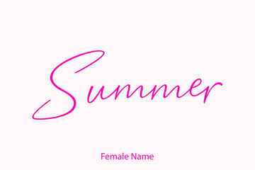 Summer Female name - in Stylish Lettering Cursive Calligraphy Pink Color Text