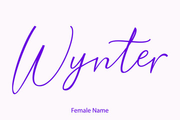 Wynter Female name - Handwritten Lettering. Black. Modern Calligraphy Purple Color Text