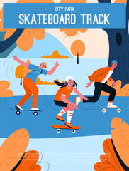 Vector poster of Skateboard Track at City Park concept