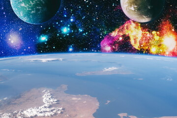 Stellar nebula and cosmic dust, cosmic gas clusters and constellations in deep space. Ideal for a...