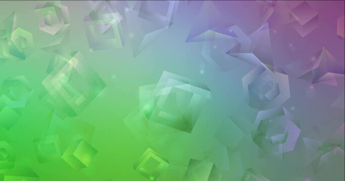 4K looping light pink, green video with lines, rectangles. Holographic abstract video with cubs, rectangles. Clip for your commercials. 4096 x 2160, 30 fps.